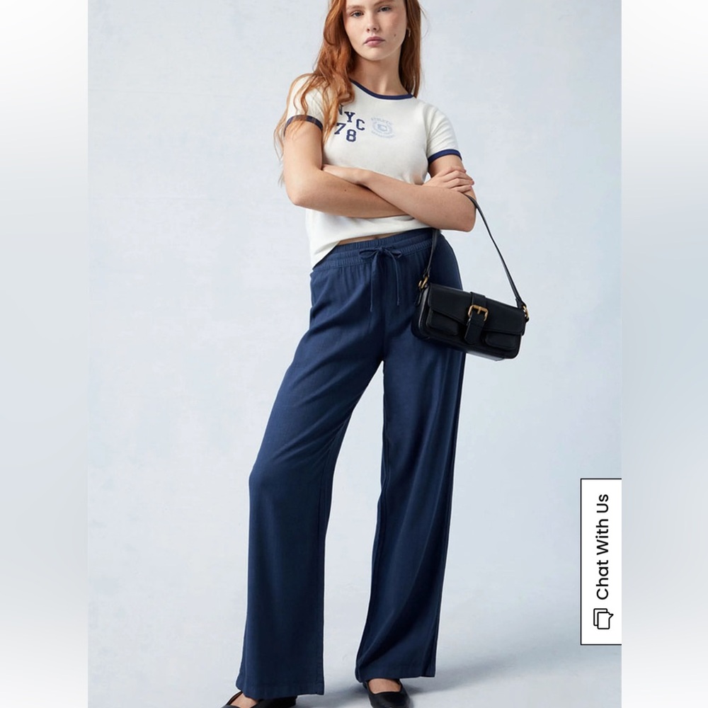 PacSun Navy Linen pull-on pants size xs
